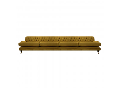 Wunnzëmmer Sofa Véiersëtzer Couch Ariichtung Stoff Polstermëllech Chesterfield