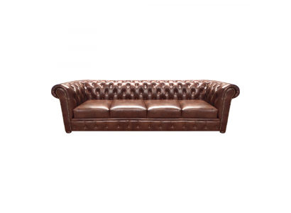 Wunnzëmmer Sofa Viersëtzer Couch Polstermöbel Ledersofa Chesterfield
