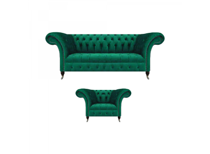 Wunnzëmmer Gréng Sofa Dräisëtzer Couch Komplett Fautteuil Polstersofa Chesterfield