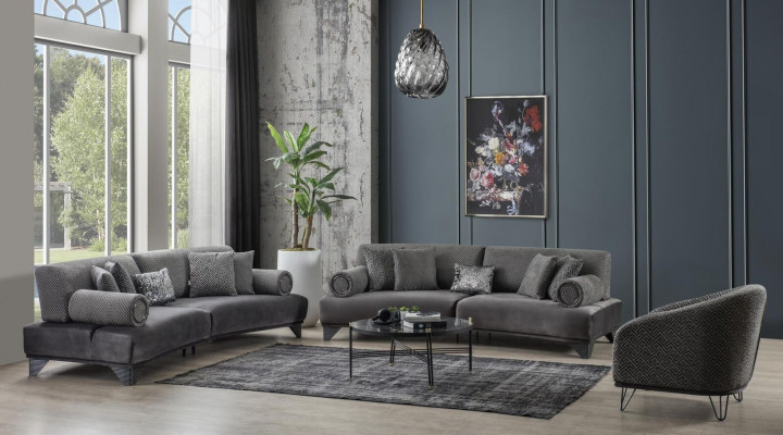 Luxus Sofa-Set Garnitur Sofas Sofa Fautteuil Drësëtzer 3+3+1 Sëtzer Stoft Nei