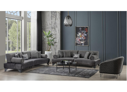 Luxus Sofa-Set Garnitur Sofas Sofa Fautteuil Drësëtzer 3+3+1 Sëtzer Stoft Nei