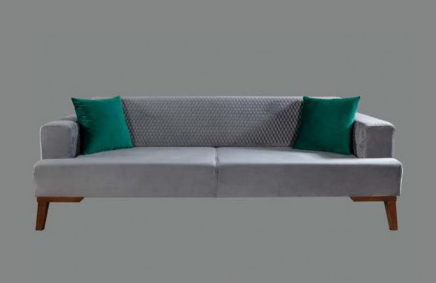Elegant grous Couch Dräisëtzer Sofa Wunnzëmmer Sëtzmiwwel Samt
