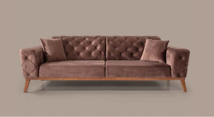 Braune Chesterfield Couch Elegante Canapé Wohnzimmer Sëtzmiwwel Samt