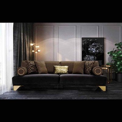 Däitscht Réckel-Sofa 3 Sëtzer Luxus Sofa Wunnzëmmer Couch Stoff Couchen 260cm Miwwelen