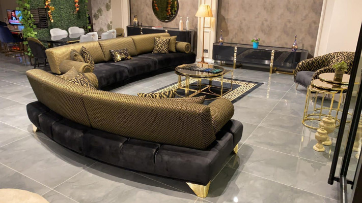 Däitscht Réckel-Sofa 3 Sëtzer Luxus Sofa Wunnzëmmer Couch Stoff Couchen 260cm Miwwelen