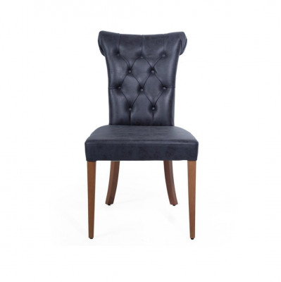 Art déco Schwaarzen Chesterfield Stull Lehnstullen Iesszëmmerstull Designer Einsëtzer