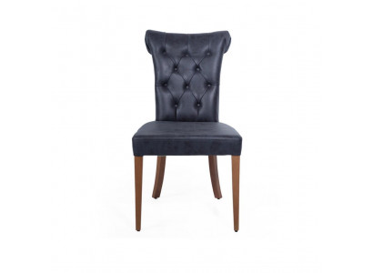 Art déco Schwaarzen Chesterfield Stull Lehnstullen Iesszëmmerstull Designer Einsëtzer