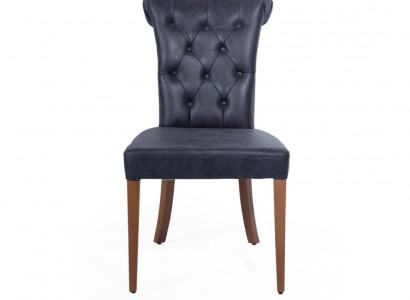 Art déco Schwaarzen Chesterfield Stull Lehnstullen Iesszëmmerstull Designer Einsëtzer