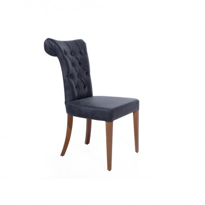 Art déco Schwaarzen Chesterfield Stull Lehnstullen Iesszëmmerstull Designer Einsëtzer