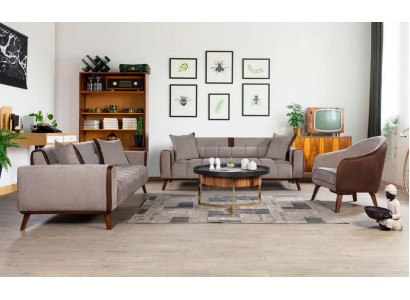 Canapéset 3+3+1 Sëtz Sofas Polster Miwwelen Couchen Textil Grupp