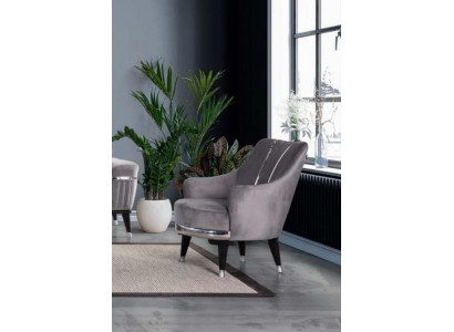 Fauteuil Eenpersoun-Sofa Wunnzëmmer Textilstoff Miwwelen Faarf Gro