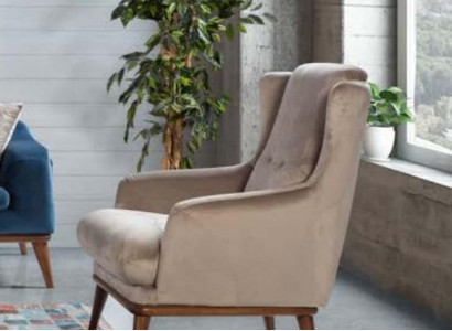 Beige Design Sëtz Einsitzer Wunnzëmmer Textil Stil Holz Miwwelen