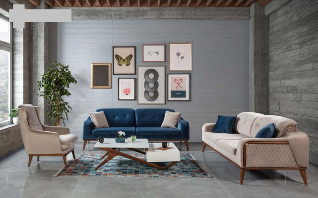 Beige Design Sëtz Einsitzer Wunnzëmmer Textil Stil Holz Miwwelen