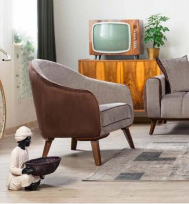 Sëtzfauteuil Eenheetsstil Stoff Wunnzëmmer Lounge Design Miwwel Faarf Gro