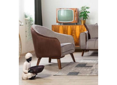 Sëtzfauteuil Eenheetsstil Stoff Wunnzëmmer Lounge Design Miwwel Faarf Gro