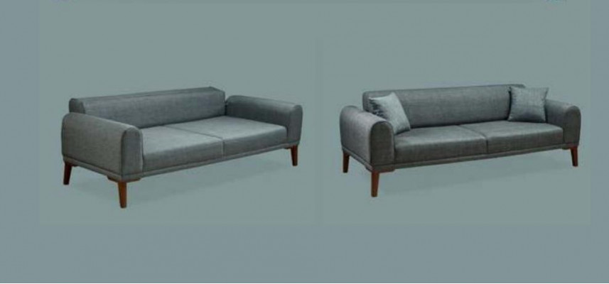 Luxuriéis Modern Sofa 3-Sëtzer Design Sofa Dräisëtzer Polster Holz