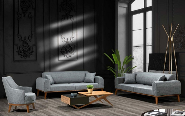 Modern Drësëtz Sofa Design Canapé Sëtzpolster Textil Miwwelen