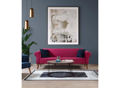 Designer Sofa 3 Sëtzer Grouss Couch Drësëtzer Textil Polster Miwwel