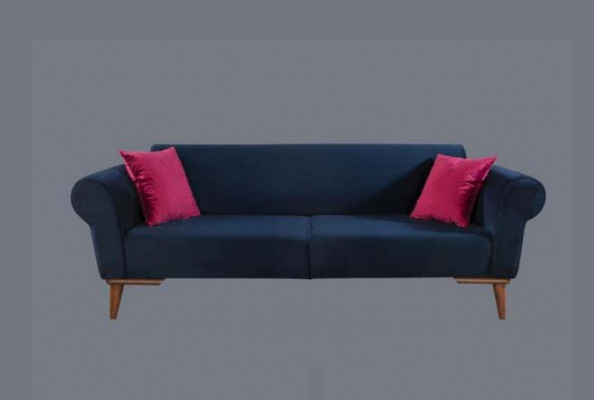 Moderne Sofa 3-Sëtzer Textil Couch Dräisëtzer Polster Miwwel Stoff