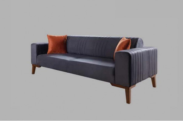 Grau Dräisëtzeger Canapé Elegant Sofa Sëtzmiwwel Wunnzëmmer Samt