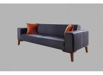 Grau Dräisëtzeger Canapé Elegant Sofa Sëtzmiwwel Wunnzëmmer Samt
