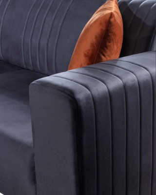 Grau Dräisëtzeger Canapé Elegant Sofa Sëtzmiwwel Wunnzëmmer Samt