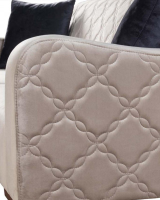 Beige Dräisëtzer Canapé Elegant Canapé Wunnzëmmer Sëtzmiwwel Samett