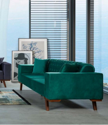 Schwaarzt Sofa 3-Sëtzer Textil Couch Drësëtzer Polstermöbel