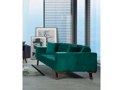 Schwaarzt Sofa 3-Sëtzer Textil Couch Drësëtzer Polstermöbel