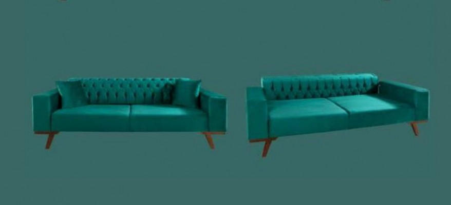 Schwaarzt Sofa 3-Sëtzer Textil Couch Drësëtzer Polstermöbel