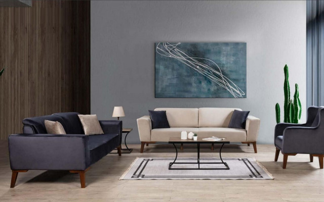 Wunnzëmmer Sofa Design Drësëtzer Modern Couch Beige Miwwelen Polsterung