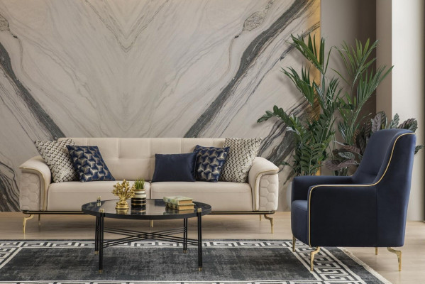 Sofagarnitur Garnitur Sofas Sofa Fotell Drësëtzer 3+3+1 Sëtzer Stof Grupp Neiu.