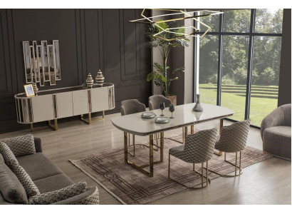 Set Iesszëmmer Iessdësch Stull Sideboard Dësch Dëscher Still Modern Set 6tlg