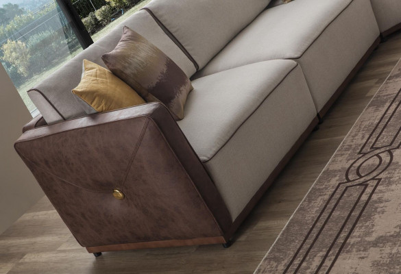 Duebelen Sofa Luxus 2 Sëtzer Sofas Sëtz Wunnzëmmer Modern Polyester Stoff Nei