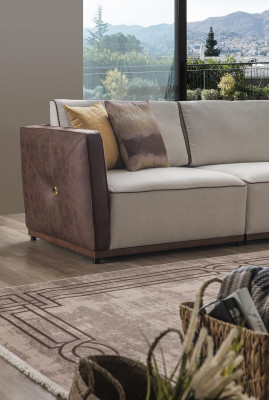 Duebelen Sofa Luxus 2 Sëtzer Sofas Sëtz Wunnzëmmer Modern Polyester Stoff Nei