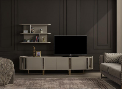Wunnwand RTV Lowboard Regaler Garnitur TV Stänner Sideboard Kommoud Wunnzëmmer