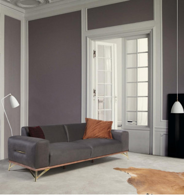 Dreiplazeg Sofa 3 Sëtzer Luxus Sofas Wunnzëmmer Ariichtung Modern Stoff Design