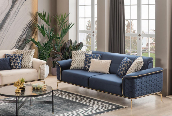 Dreifachsëtzer Canapé 3 Sëtz Luxus Canapéë Wunnzëmmer Modern Stoff Design Textil Stoff