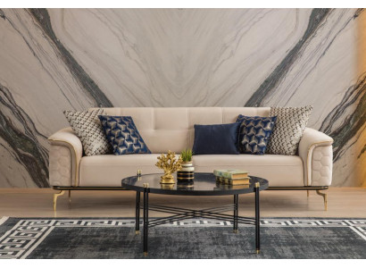 Dräisaz Sofas, 3-Saz Luxus Sofas, Wunnzëmmer Miwwelen, Ariichtung Stoff Design