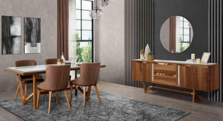 Iessgrupp Dësch Dëscher 6 Deeler Garnitur Nei Iessdësch 4x Stull Stull Iesszëmmer Set