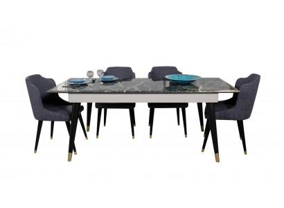 Luxus Iesszëmmer Dësch Design 4x Still Iessgrupp Lehnsstill Set Garnitur Miwwelen