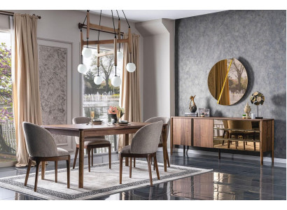 Komplett Garnitur Iessgarnitur Iessdëscher Sideboard 4x Still Iessgrupp Miwwelen 6-tlg.