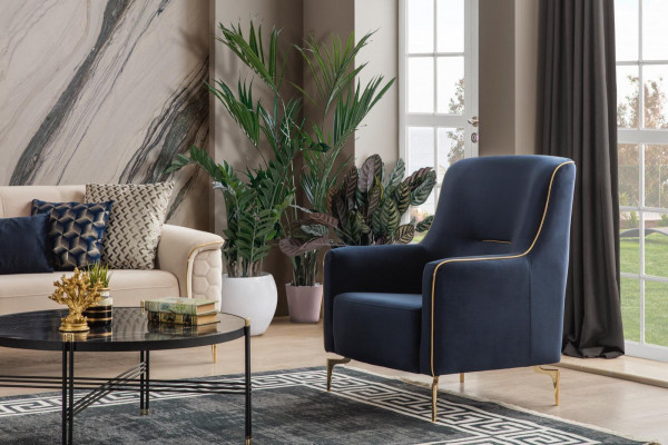 Fauteuil Einsëtzer 1 Sëtz Clubfotel Stoff Modernen Stull Wunnzëmmer Miwwelen Textil