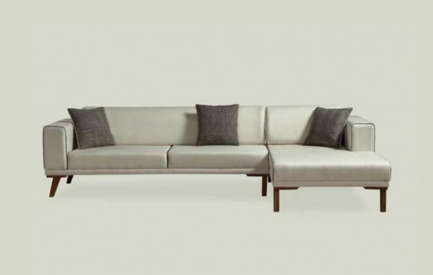 Eckcouch L-Form Sofas Couches Ecke Canapé Polstermöbel Textil Wäiss