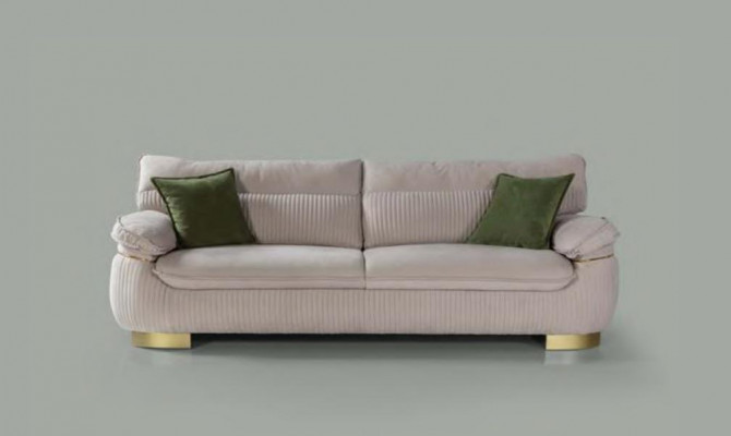 Dräisëtzer Sofa 3 Sëtz Sofa Couche Stoff Couch Miwwelen Modern Samt Mëll Beige