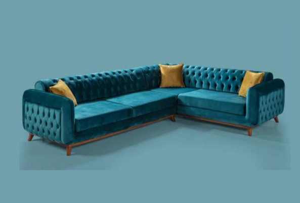 Ecksofa L-Form Textil Luxus Sofa Wunnlandschaft Polster Couch Miwwelen