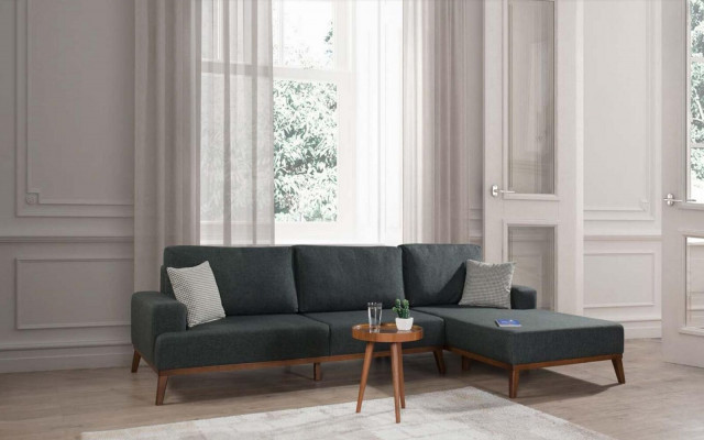 Eckcouch L-Form Garnitur Textil Sëtz Wunnzëmmer Polstermébel Eck Sofa