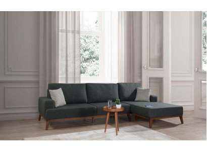 Eckcouch L-Form Garnitur Textil Sëtz Wunnzëmmer Polstermébel Eck Sofa
