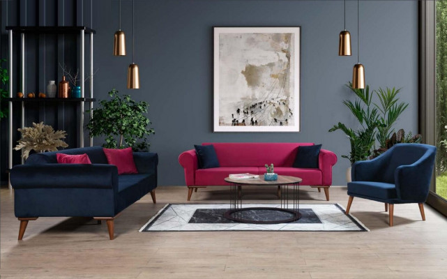 Sofagarnitur 3+3+1 Sëtz Design Sofa Polster Sofas Canapé Modern 3 Deeler