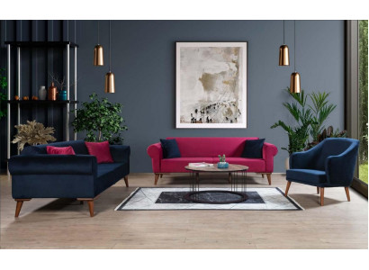 Sofagarnitur 3+3+1 Sëtz Design Sofa Polster Sofas Canapé Modern 3 Deeler